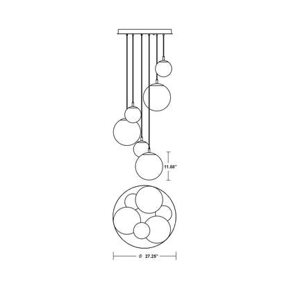 Loretto Round Pendant Light - line drawing.