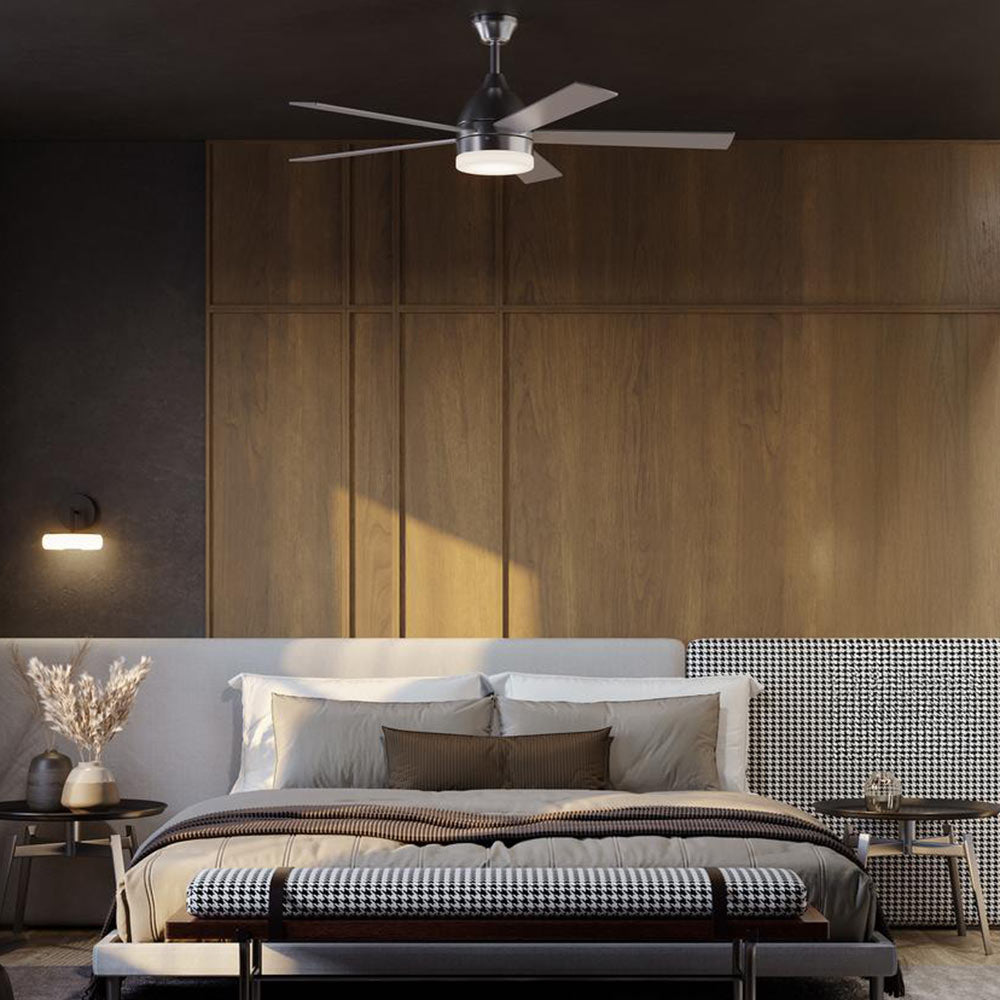 Maddox LED Ceiling Fan in bedroom.