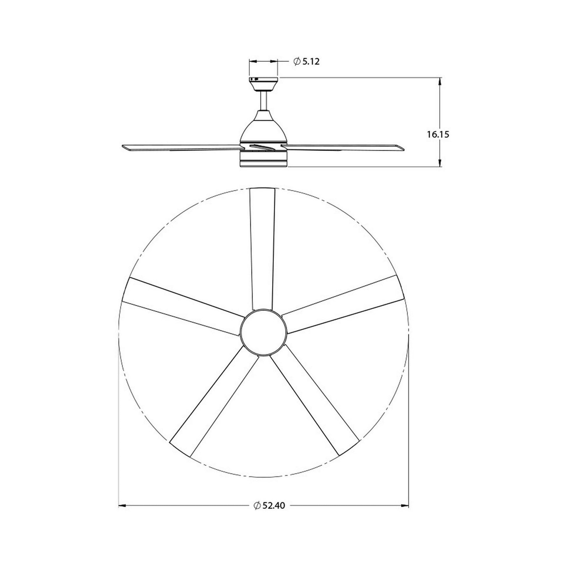 Maddox LED Ceiling Fan - line drawing.