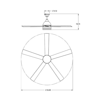Maddox LED Ceiling Fan - line drawing.