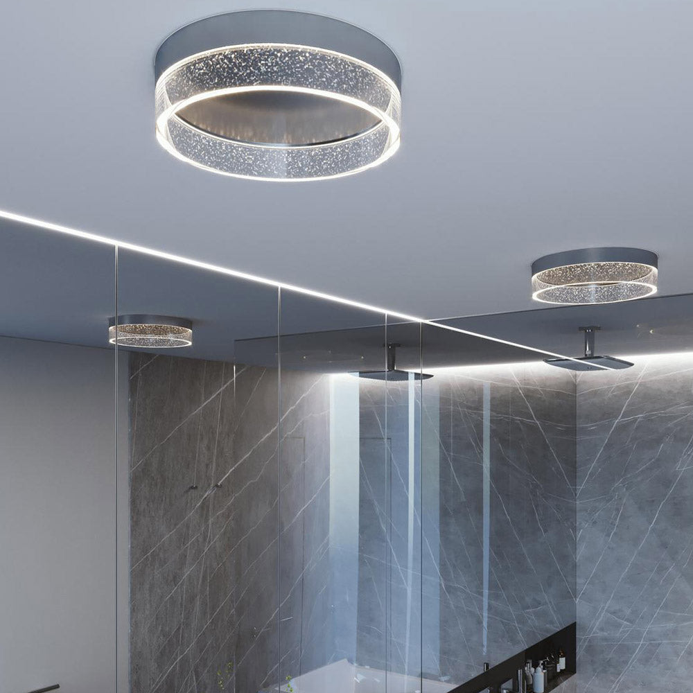 Maggie LED Flush Mount Ceiling Light in bathroom.