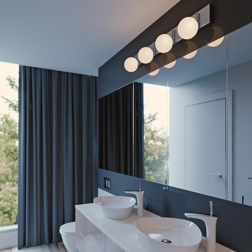 Metropolitan LED Bath Vanity Light in bathroom.