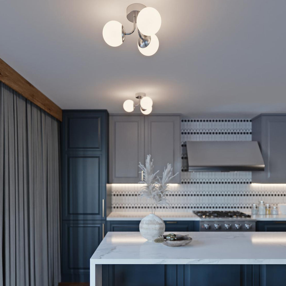 Metropolitan LED Semi Flush Mount Ceiling Light in kitchen.