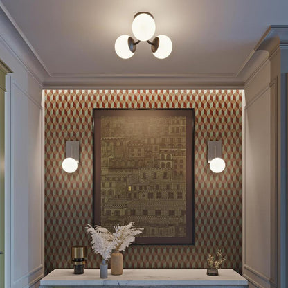 Metropolitan LED Semi Flush Mount Ceiling Light in bathroom.