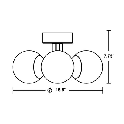 Metropolitan LED Semi Flush Mount Ceiling Light - line drawing.