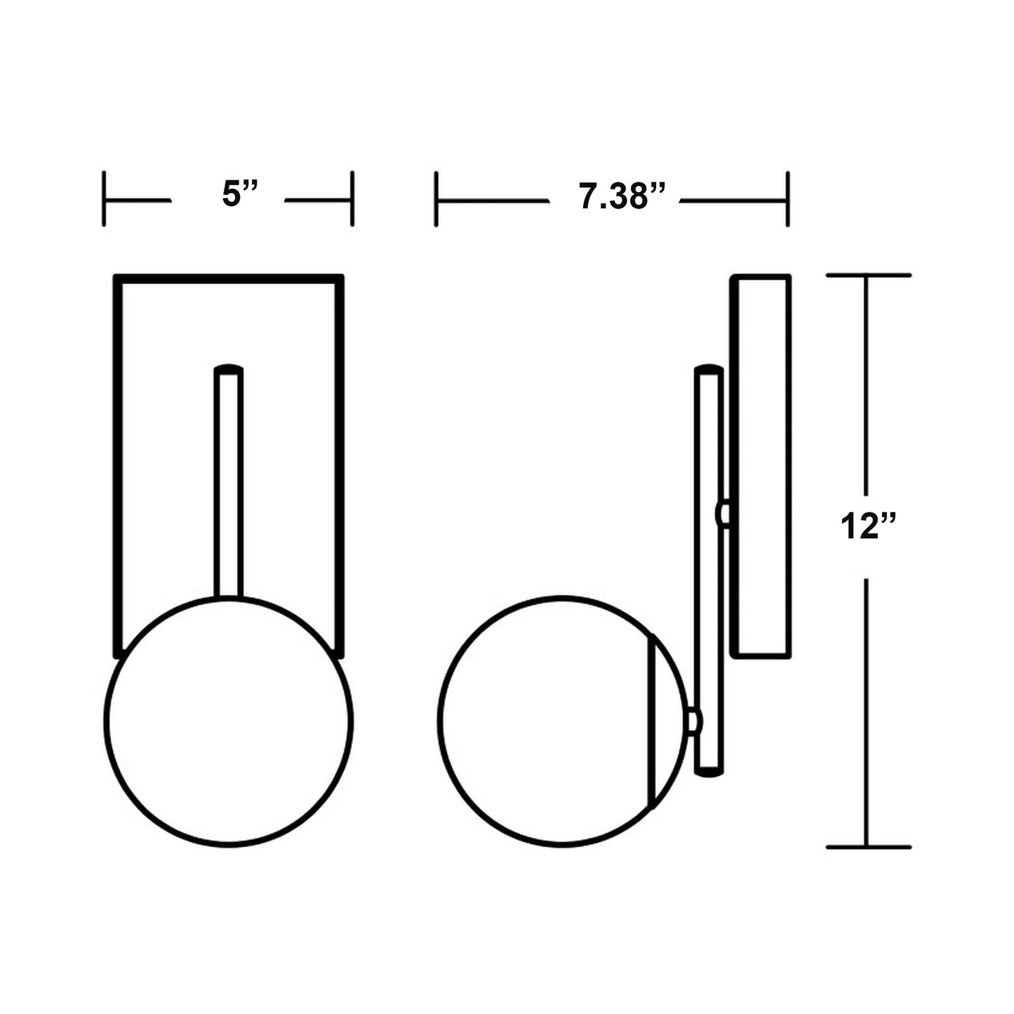 Metropolitan LED Wall Light - line drawing.