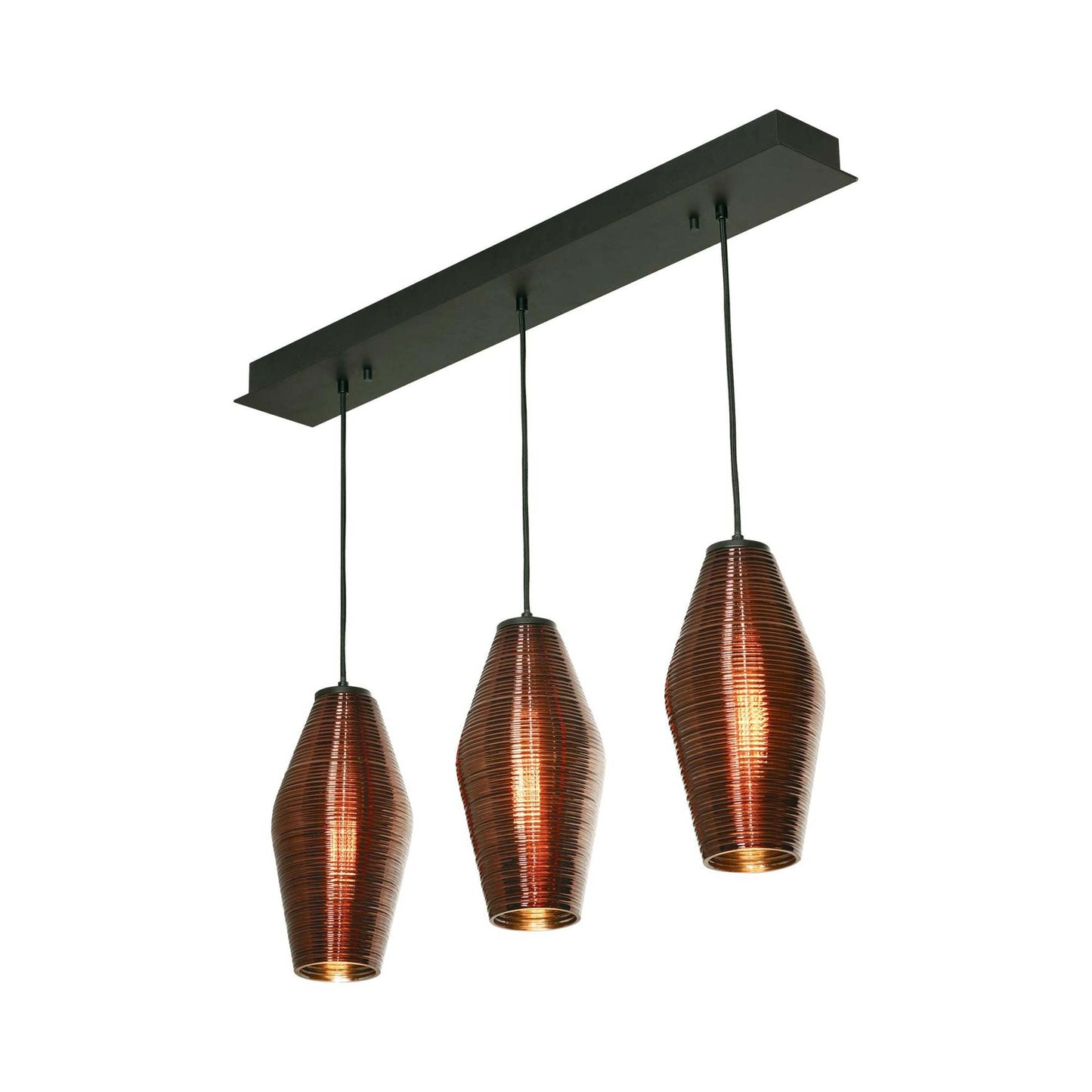 Mila Linear Pendant Light in Black/Copper.