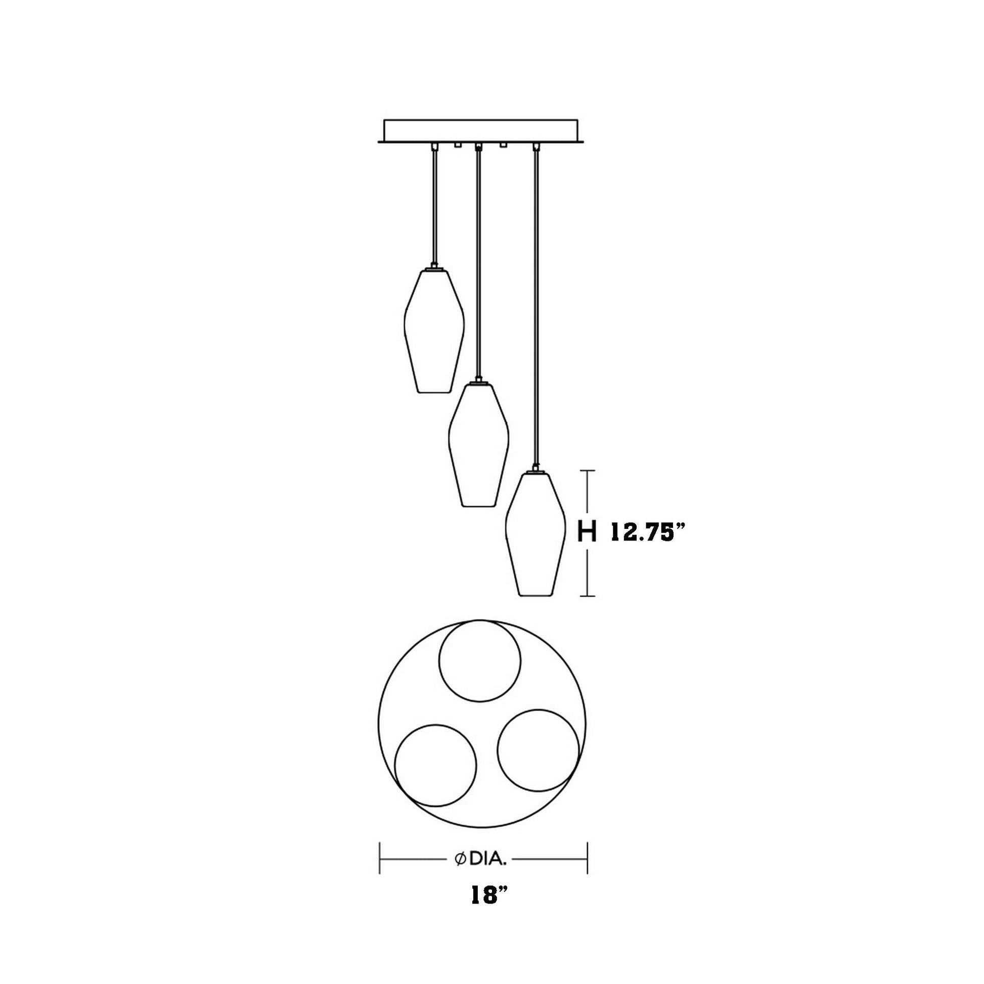Mila Round Pendant Light - line drawing.