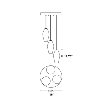 Mila Round Pendant Light - line drawing.