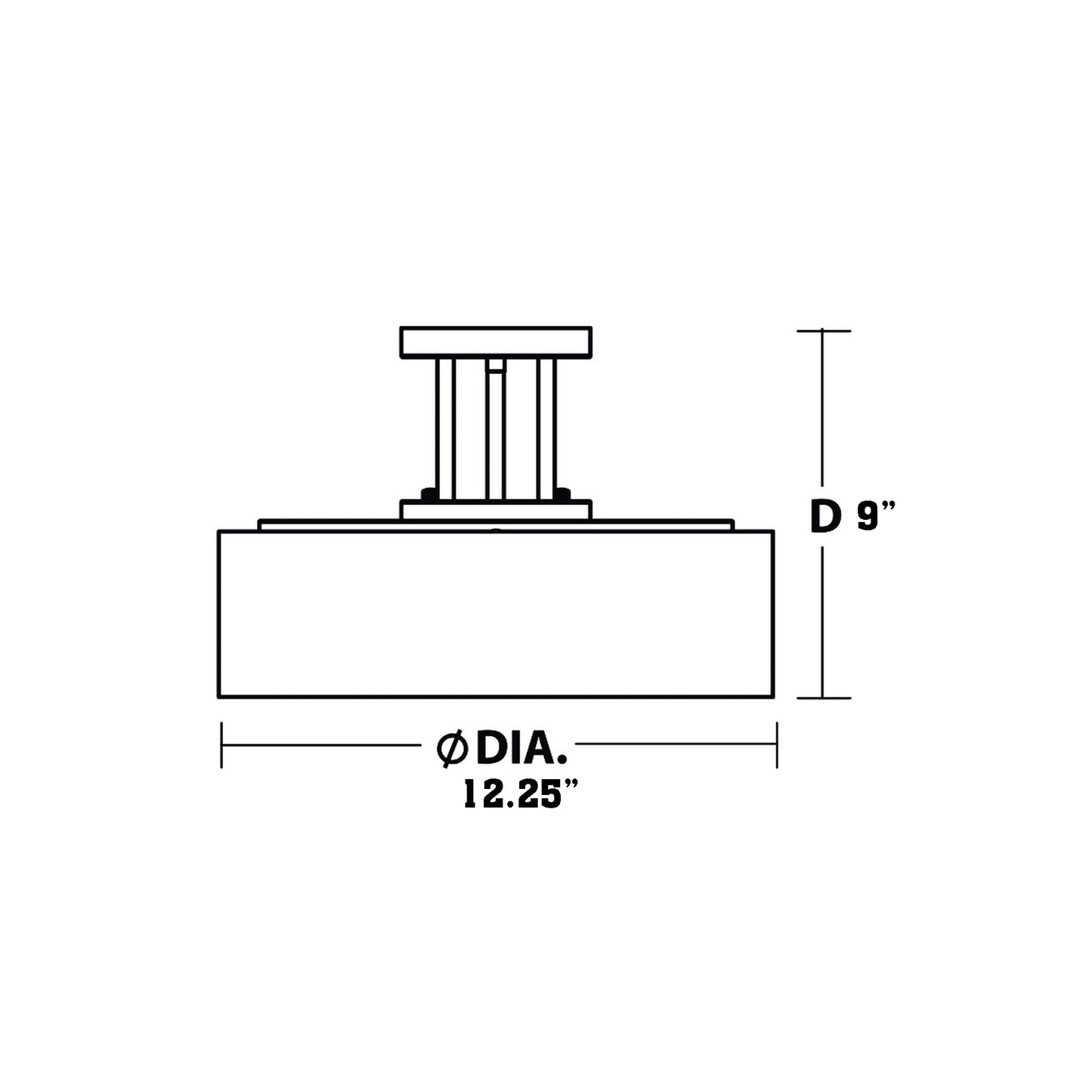 Montclair LED Semi Flush Mount Ceiling Light - line drawing.