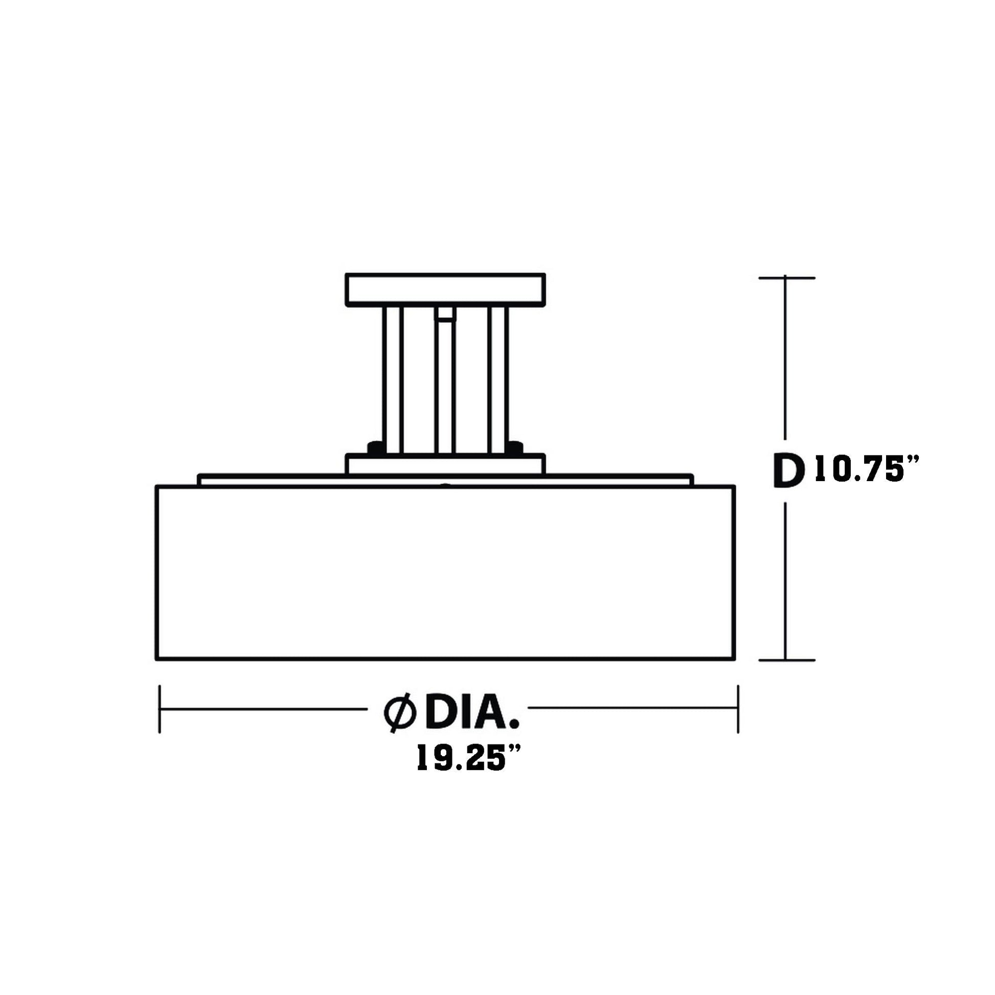 Montclair LED Semi Flush Mount Ceiling Light - line drawing.
