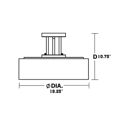 Montclair LED Semi Flush Mount Ceiling Light - line drawing.