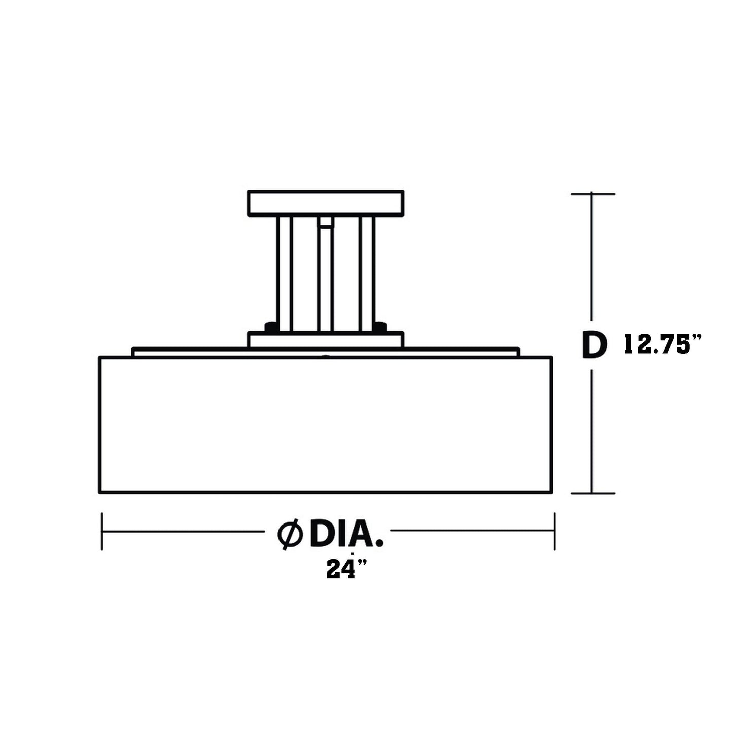 Montclair LED Semi Flush Mount Ceiling Light - line drawing.