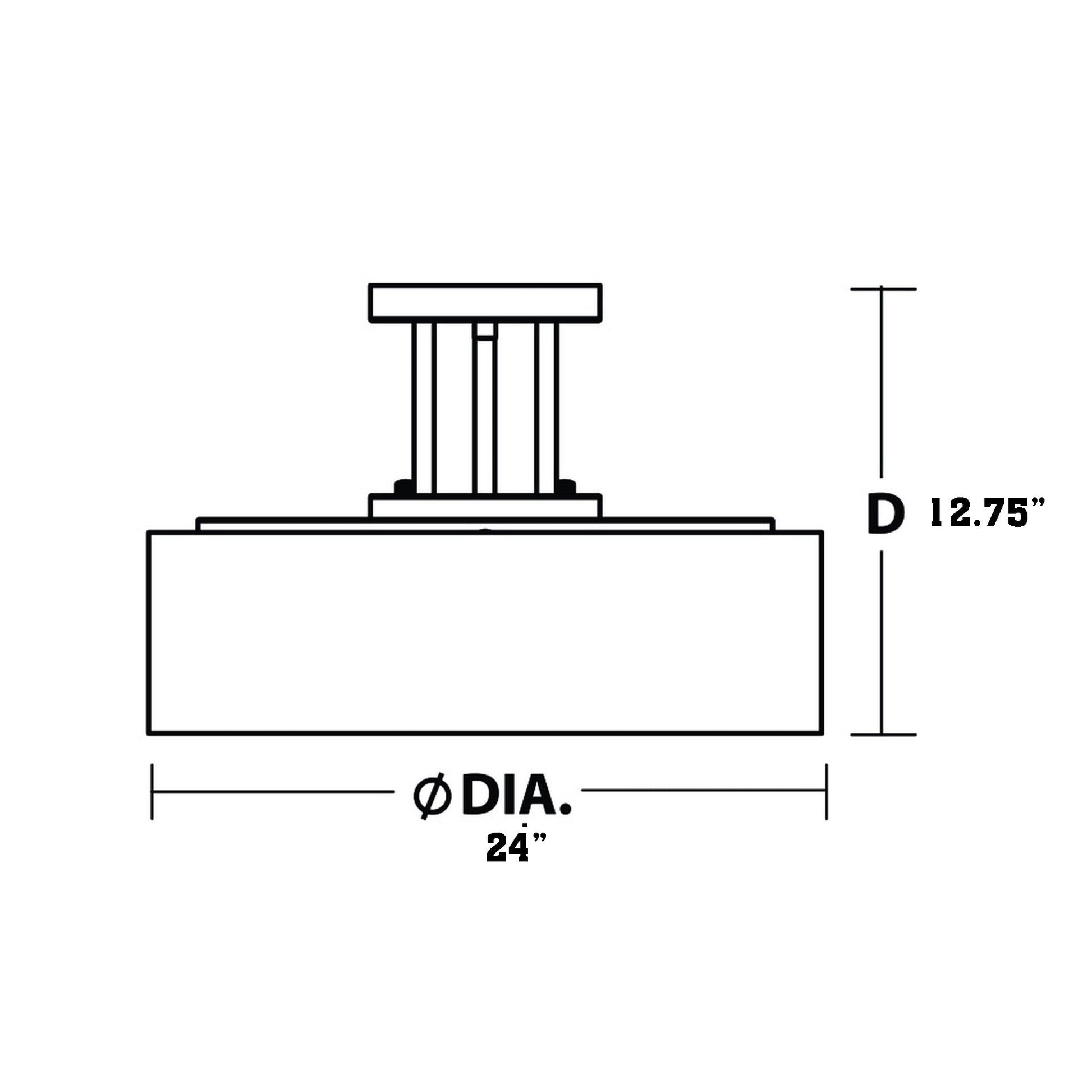 Montclair LED Semi Flush Mount Ceiling Light - line drawing.