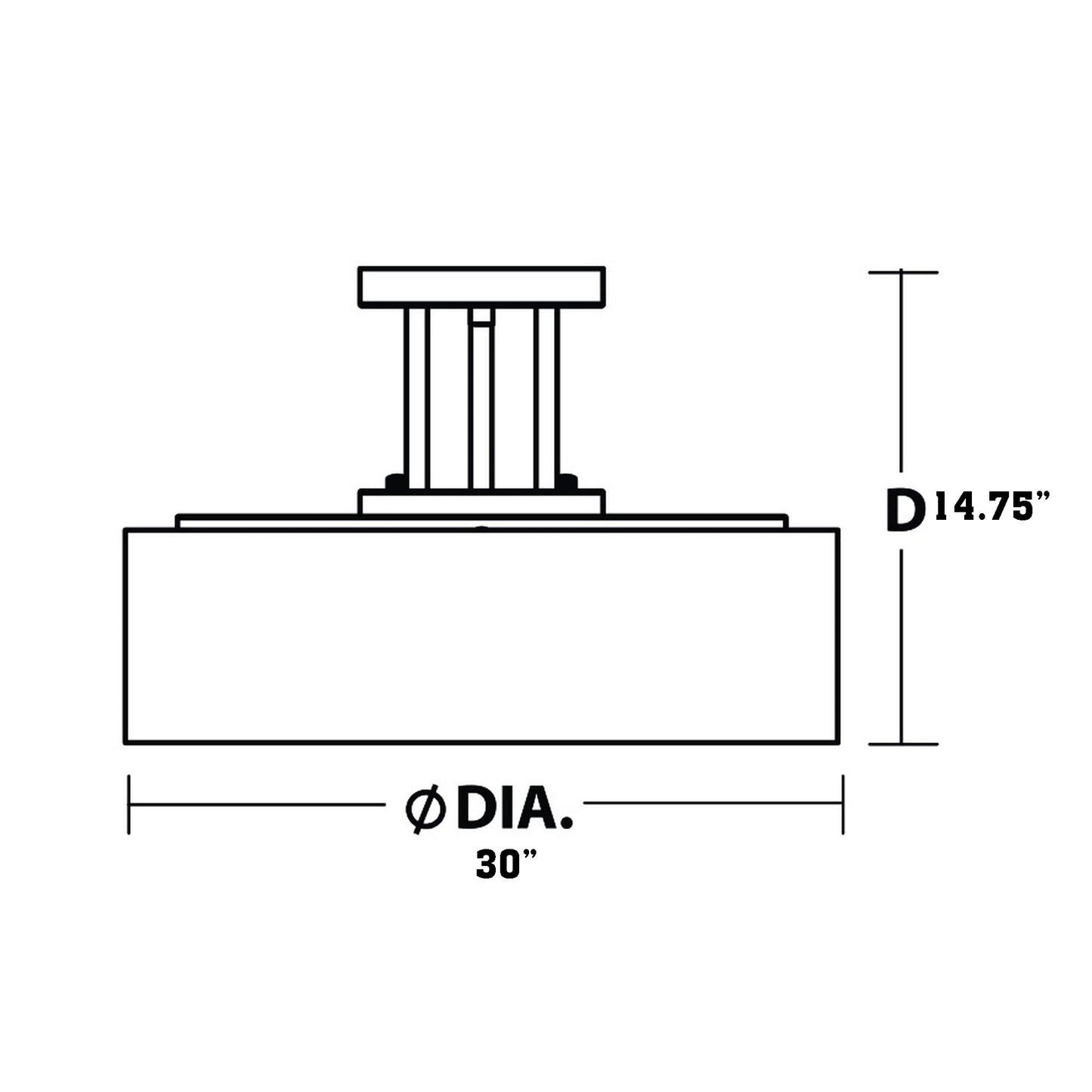 Montclair LED Semi Flush Mount Ceiling Light - line drawing.