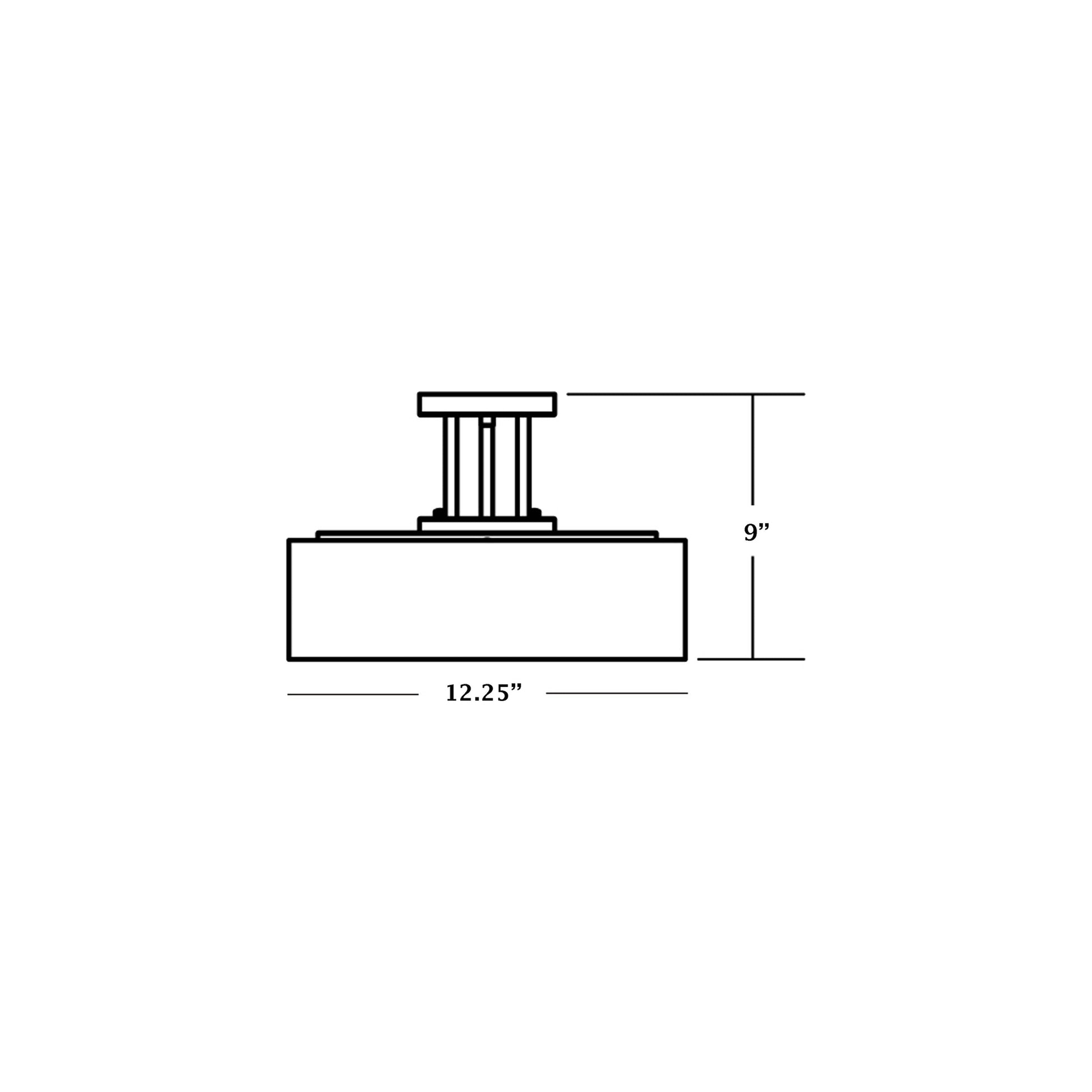 Montclair Semi-Flush Mount Ceiling Light - line drawing.