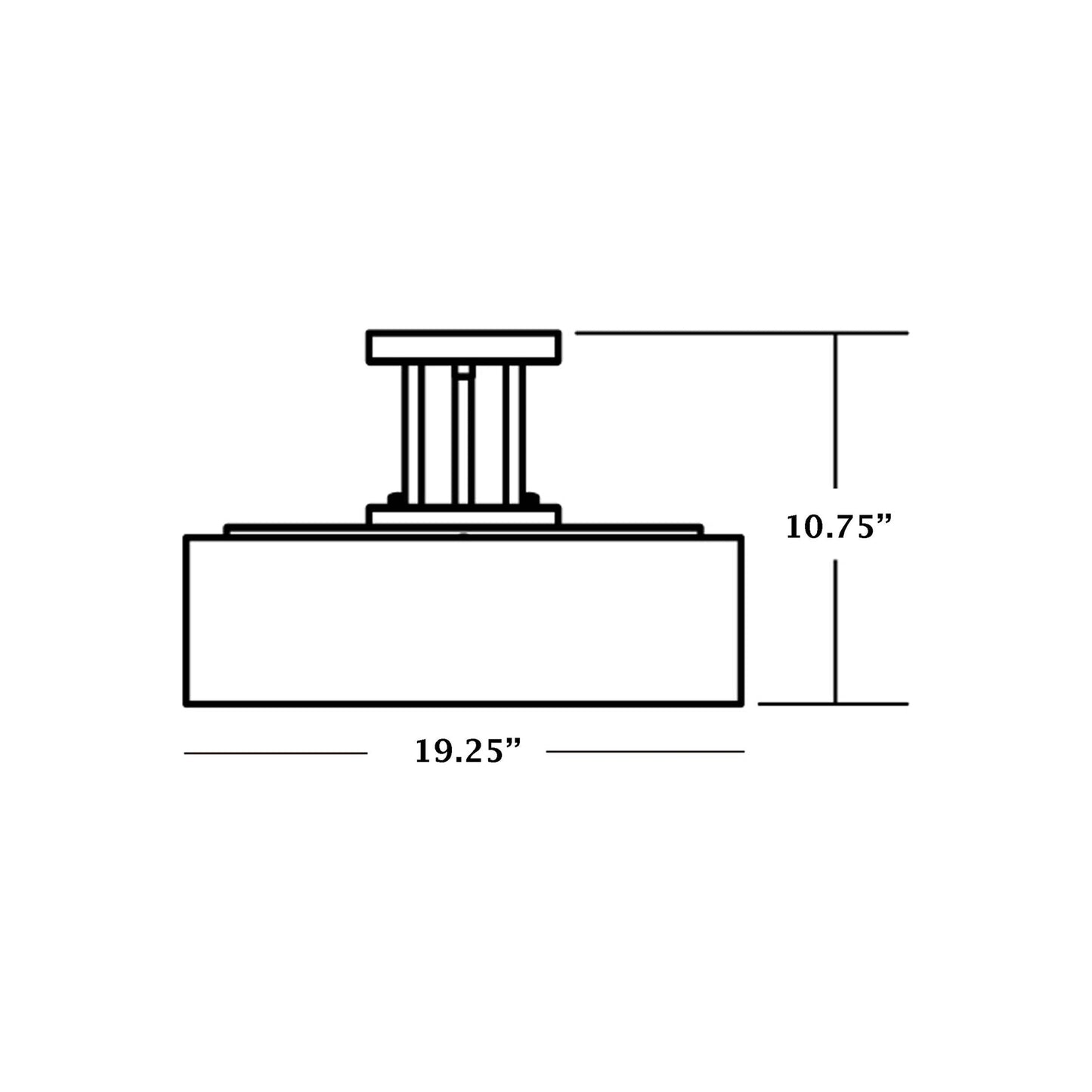 Montclair Semi-Flush Mount Ceiling Light - line drawing.