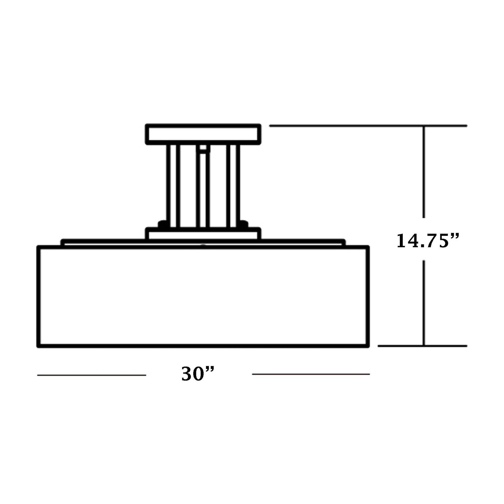Montclair Semi-Flush Mount Ceiling Light - line drawing.