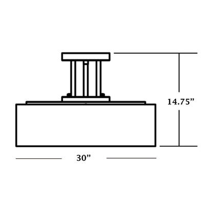 Montclair Semi-Flush Mount Ceiling Light - line drawing.