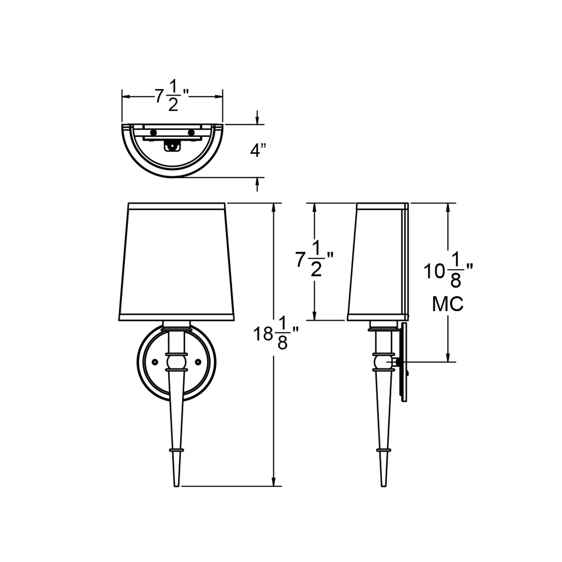 Montrose LED Single Wall Light - line drawing.