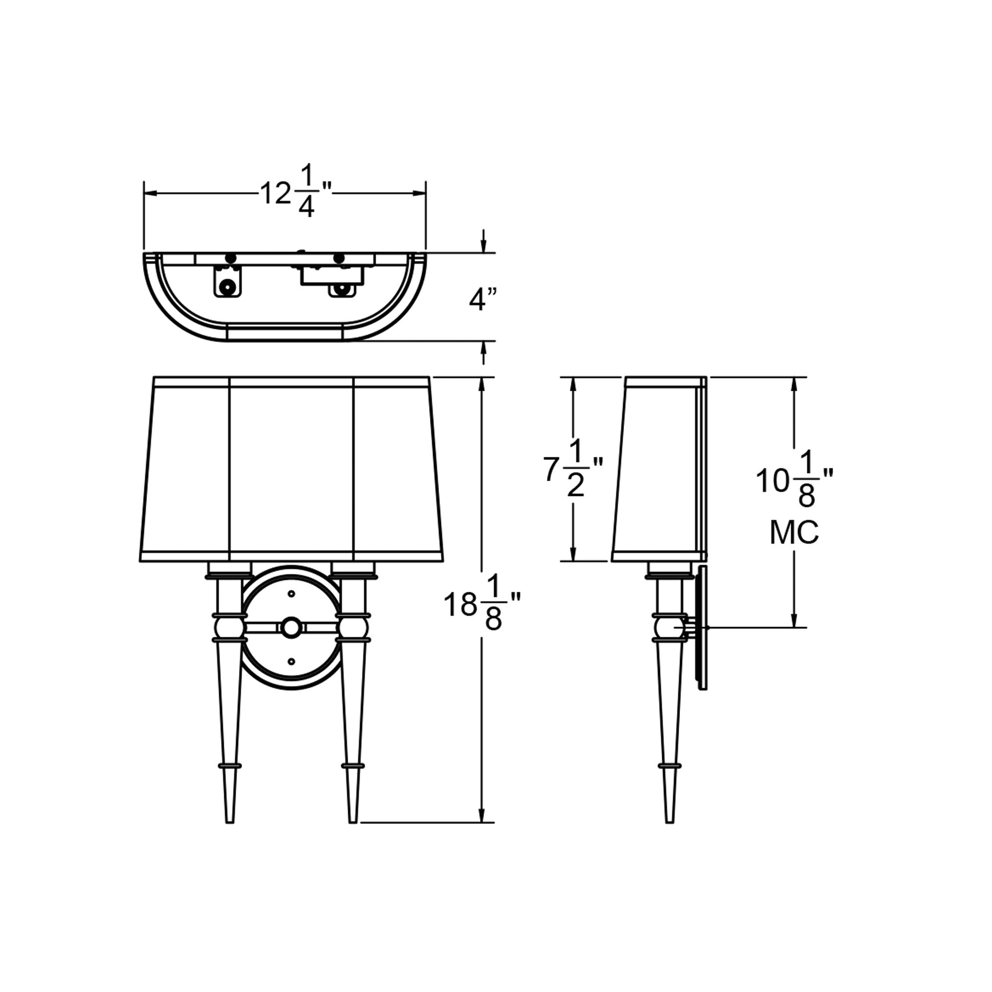 Montrose LED Wall Light - line drawing.