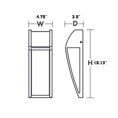 Newport Outdoor LED Wall Light - line drawing.