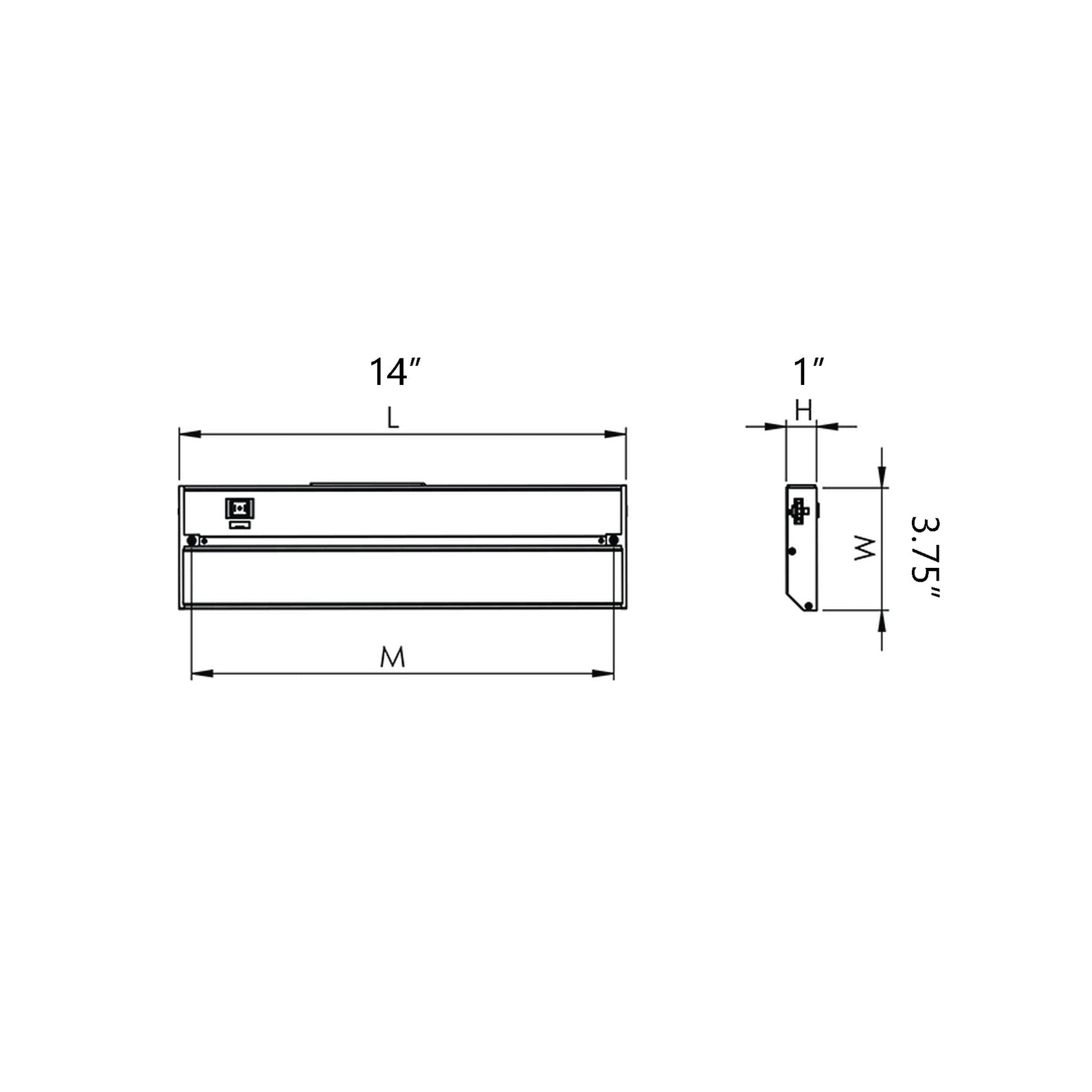 Noble Pro LED Undercabinet Light - line drawing.