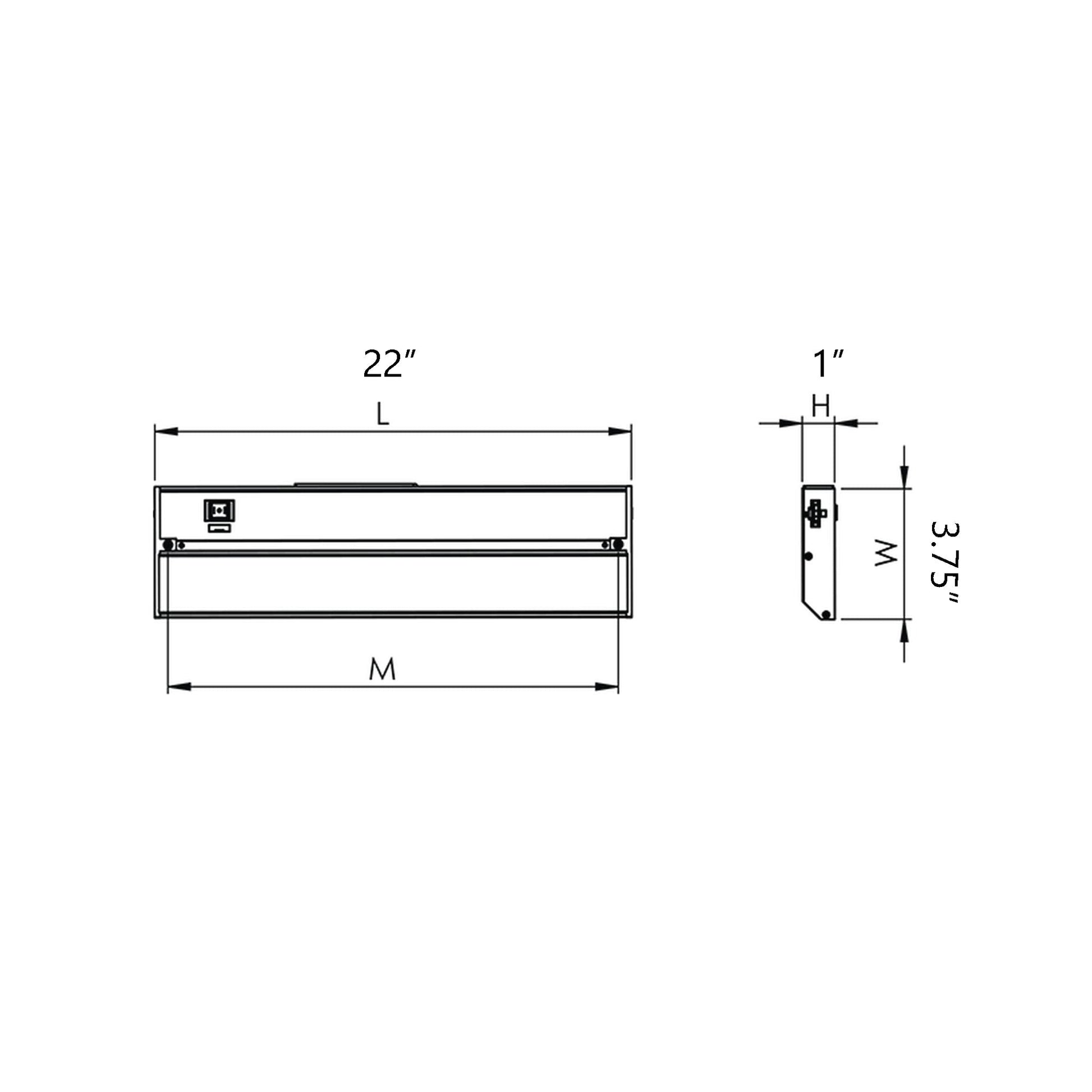 Noble Pro LED Undercabinet Light - line drawing.