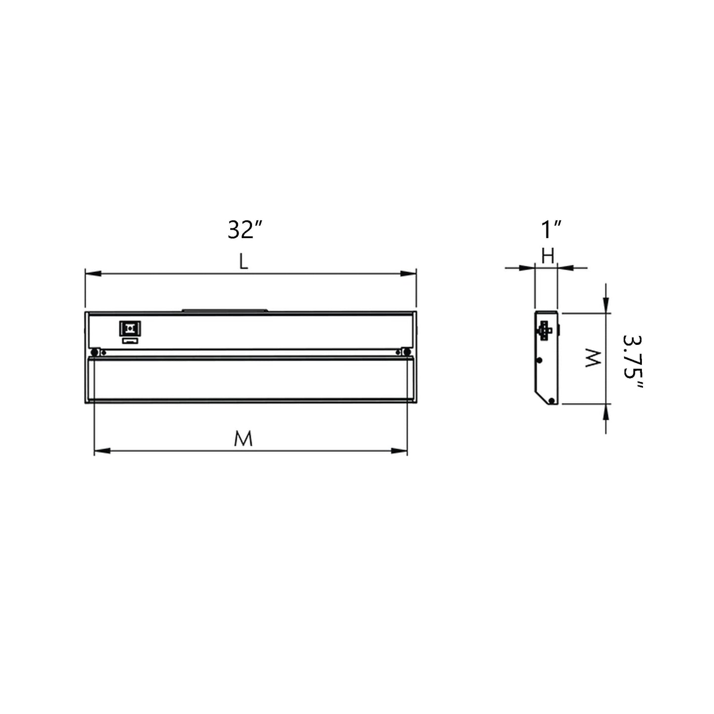 Noble Pro LED Undercabinet Light - line drawing.