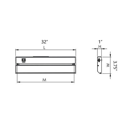 Noble Pro LED Undercabinet Light - line drawing.