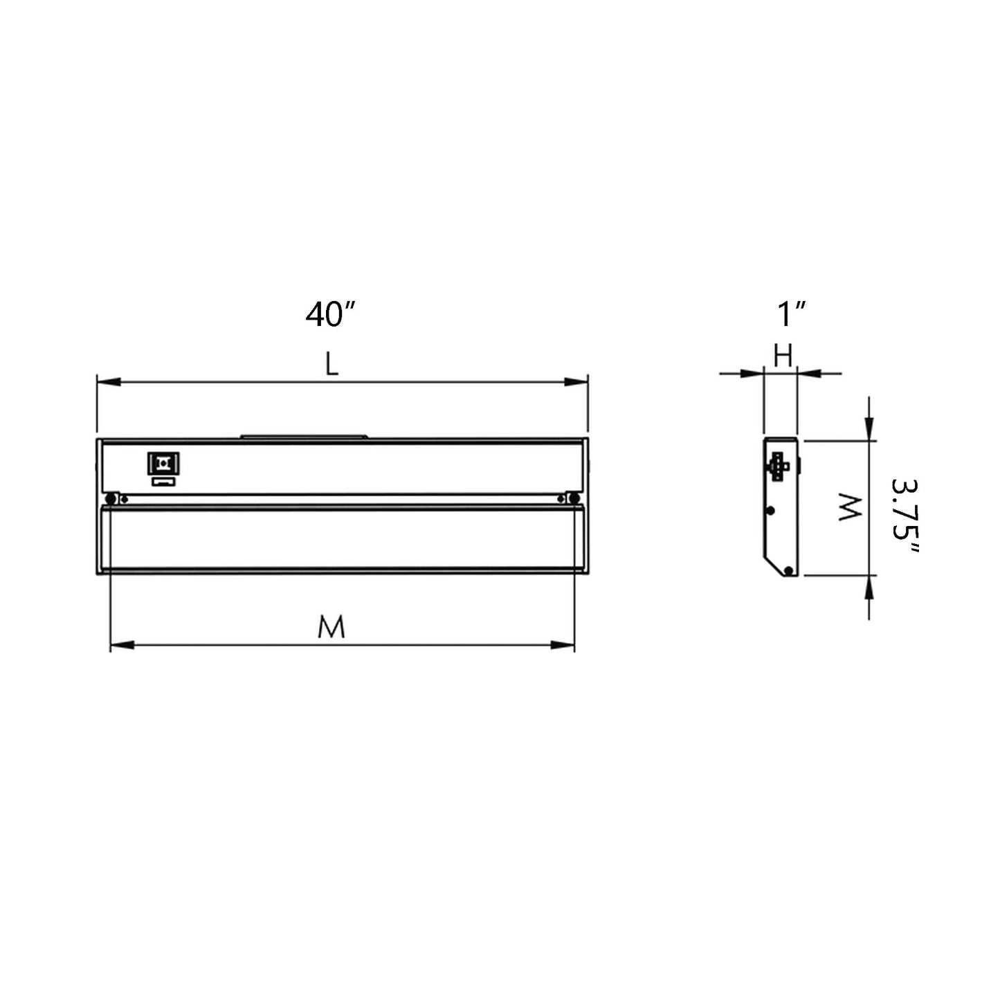 Noble Pro LED Undercabinet Light - line drawing.