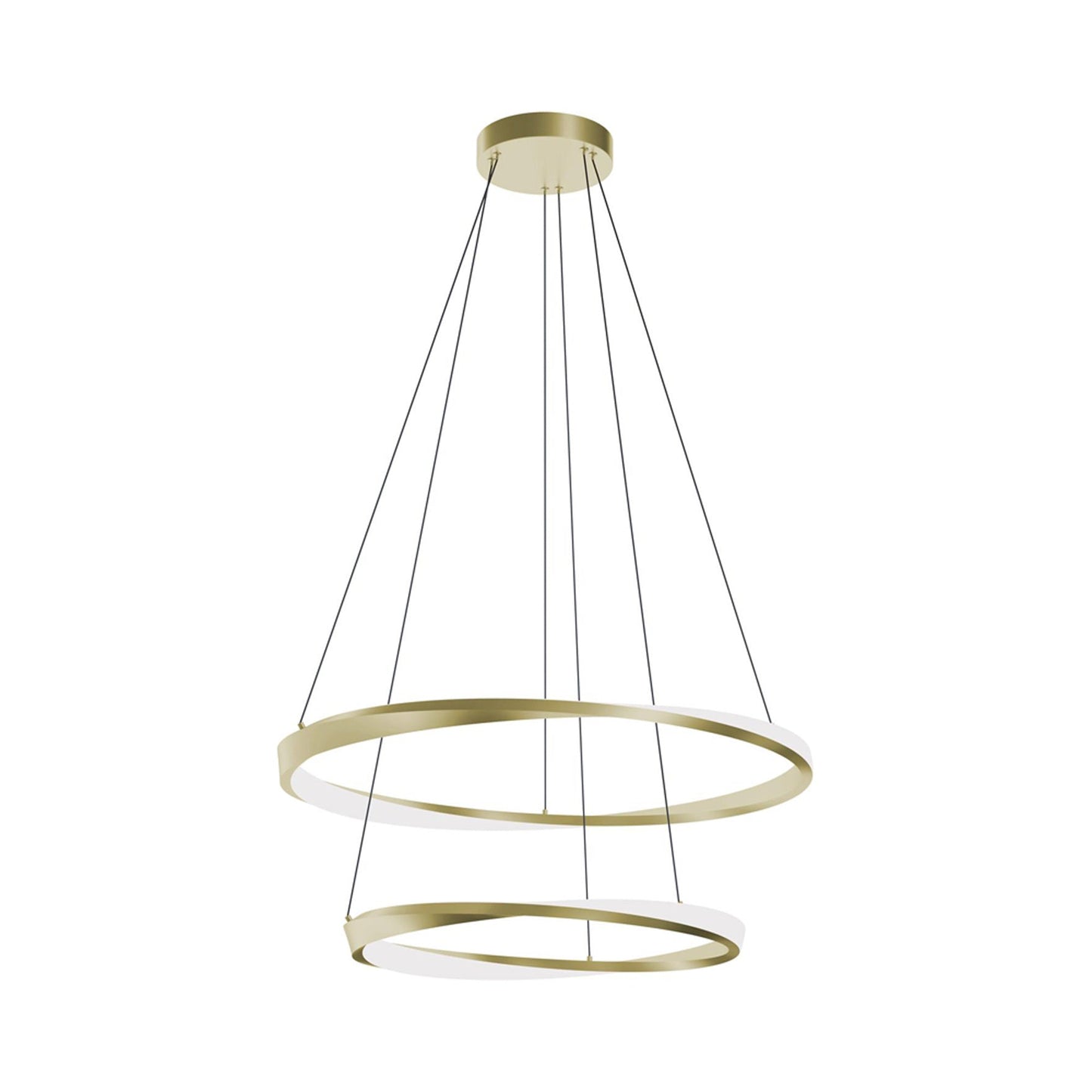 Oberon Double LED Pendant Light in Light Antique Brass (32-Inch).
