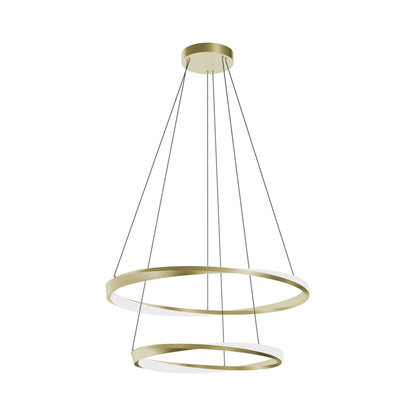 Oberon Double LED Pendant Light in Light Antique Brass (32-Inch).