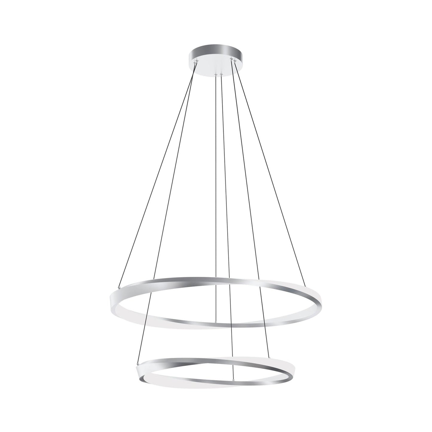 Oberon Double LED Pendant Light in Satin Nickel (32-Inch).