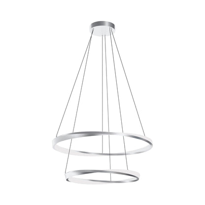 Oberon Double LED Pendant Light in Satin Nickel (32-Inch).