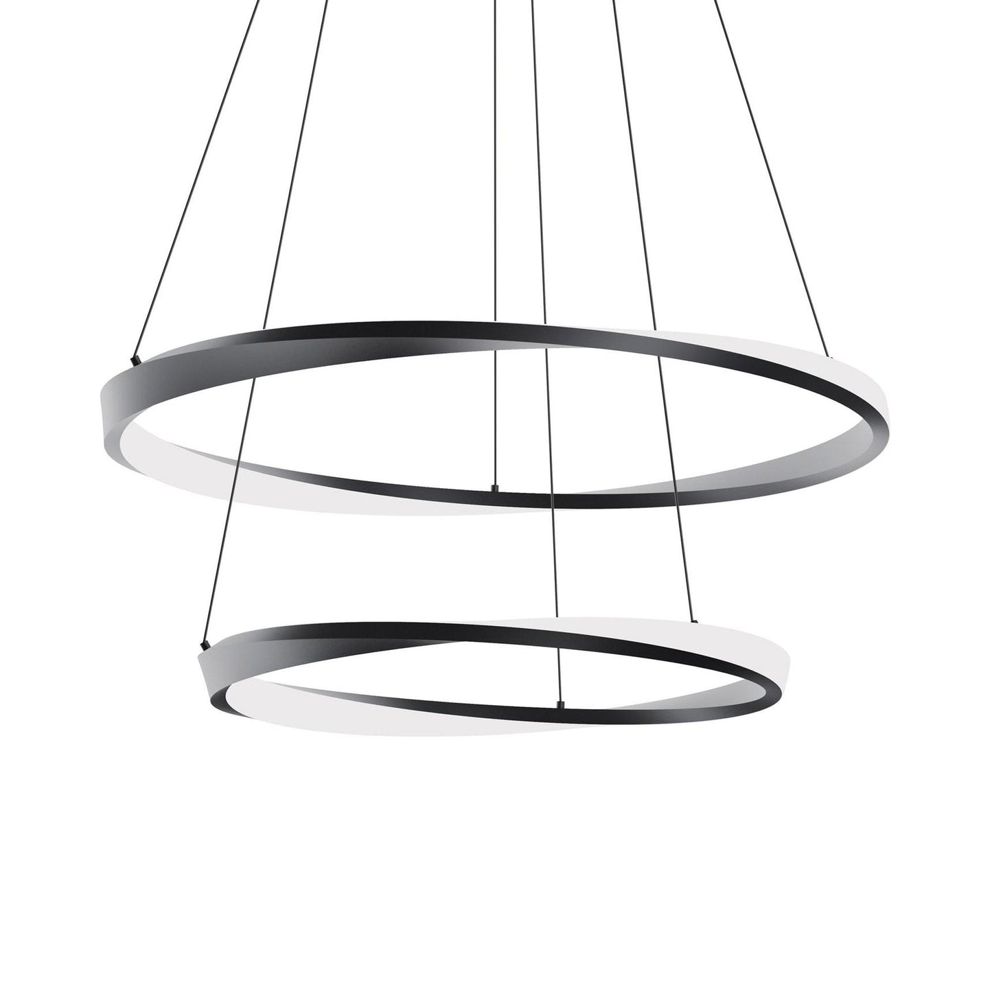 Oberon Double LED Pendant Light in Black (40-Inch).