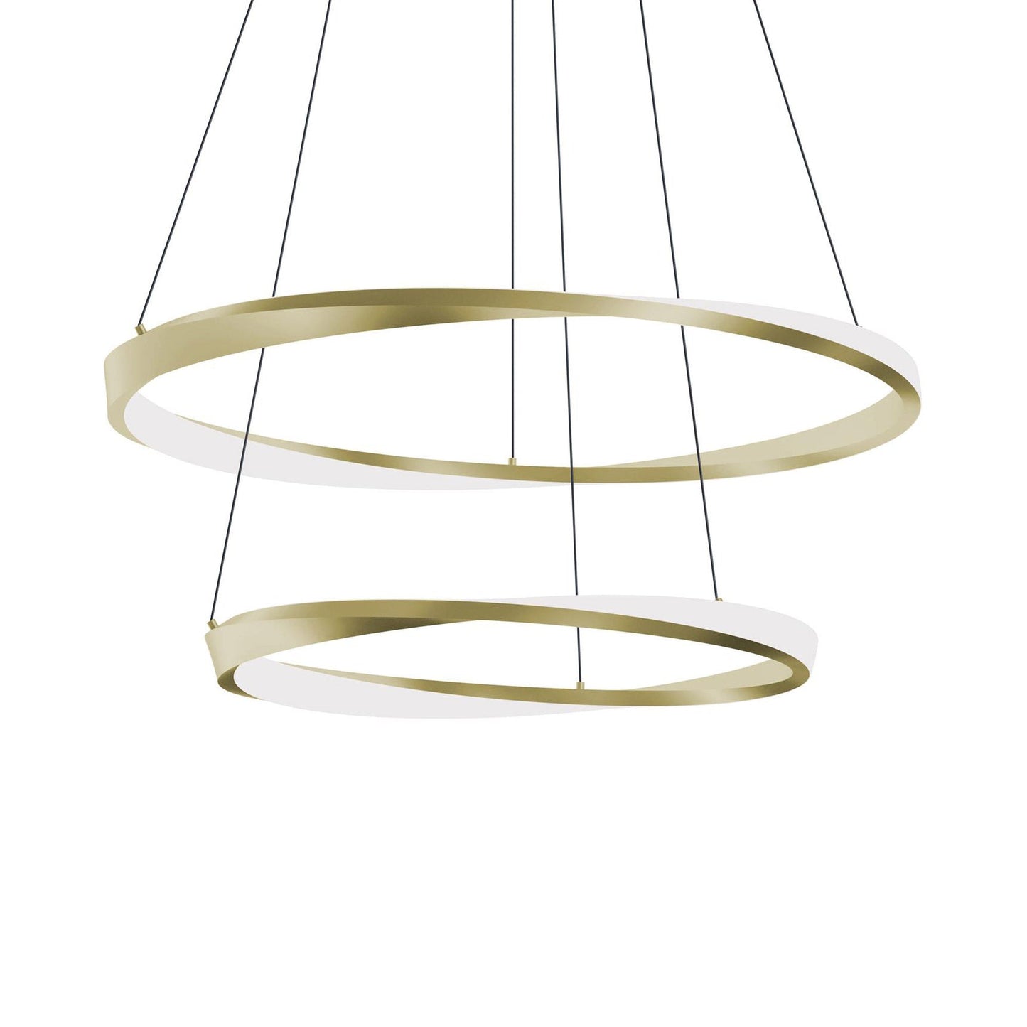 Oberon Double LED Pendant Light in Light Antique Brass (40-Inch).