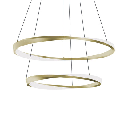 Oberon Double LED Pendant Light in Light Antique Brass (40-Inch).