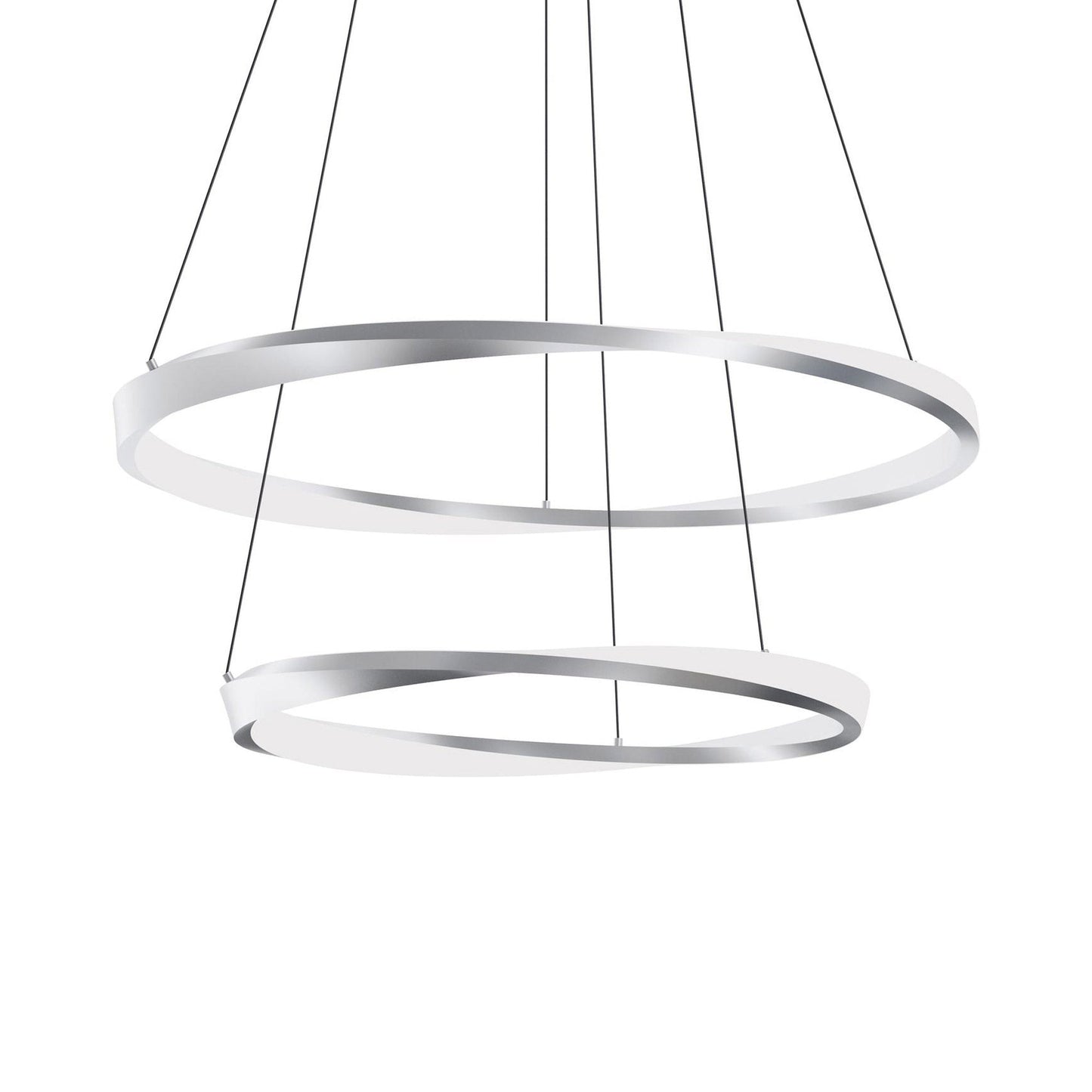 Oberon Double LED Pendant Light in Satin Nickel (40-Inch).