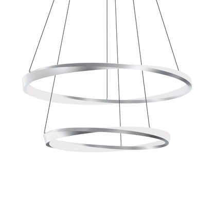 Oberon Double LED Pendant Light in Satin Nickel (40-Inch).