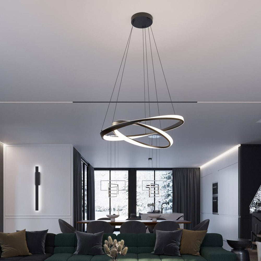 Oberon Double LED Pendant Light in living room.