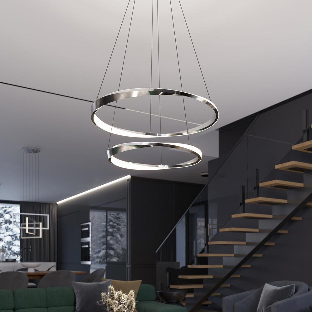 Oberon Double LED Pendant Light in living room.