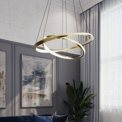 Oberon Double LED Pendant Light in living room.