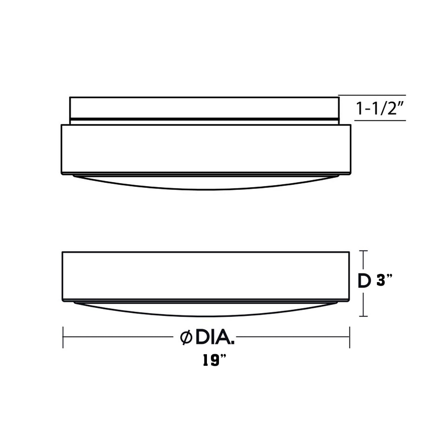Octavia LED Flush Mount Ceiling Light - line drawing.