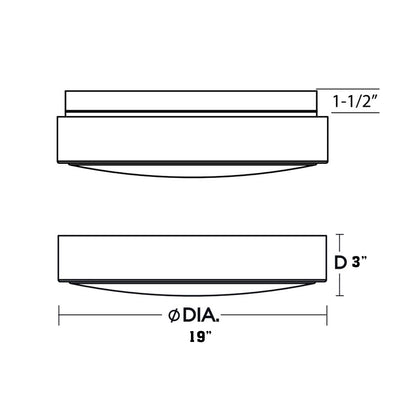 Octavia LED Flush Mount Ceiling Light - line drawing.