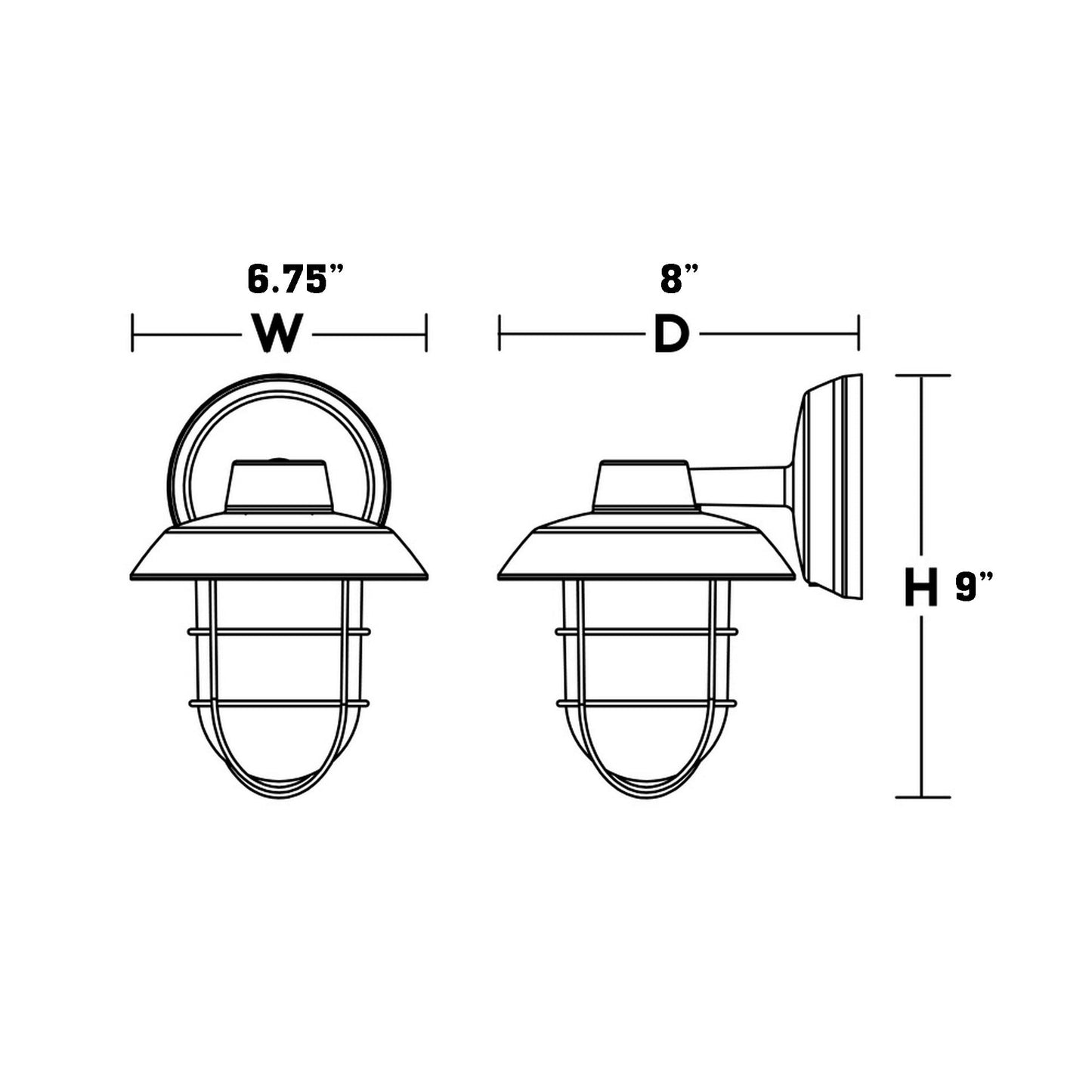 Odell Outdoor LED Wall Light - line drawing.