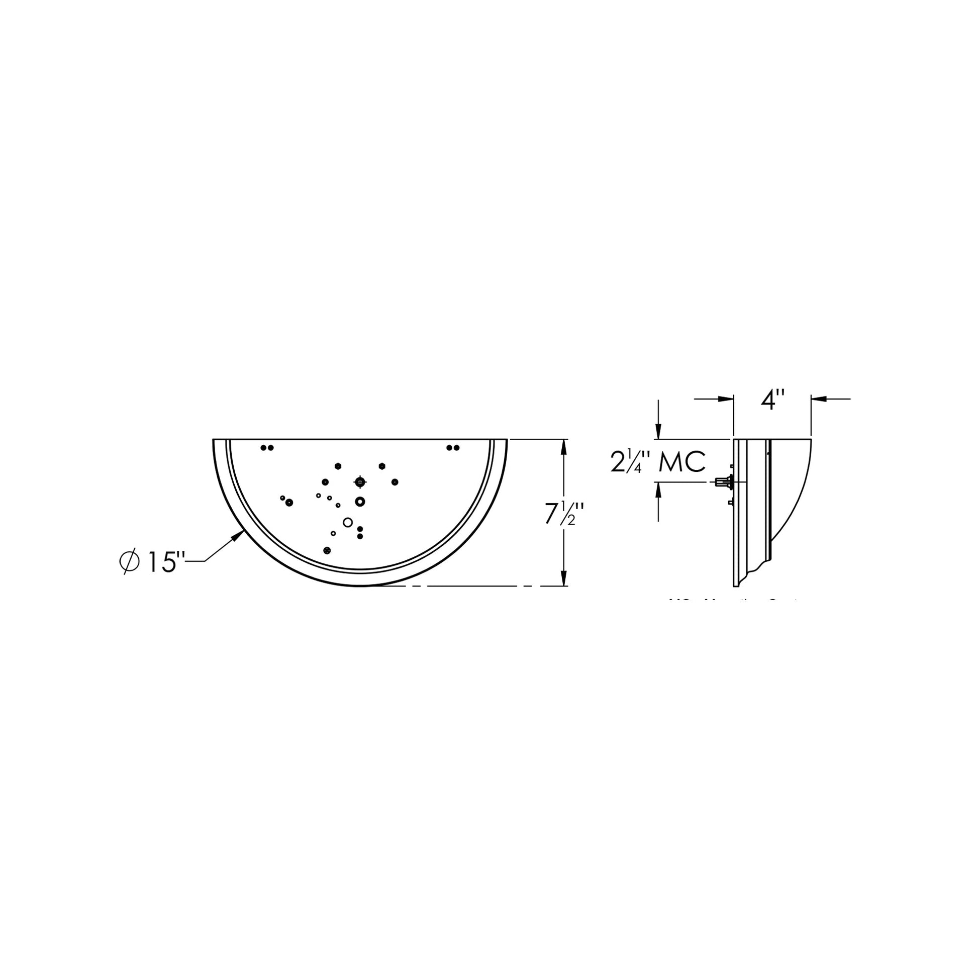Opus LED Wall Light - line drawing.