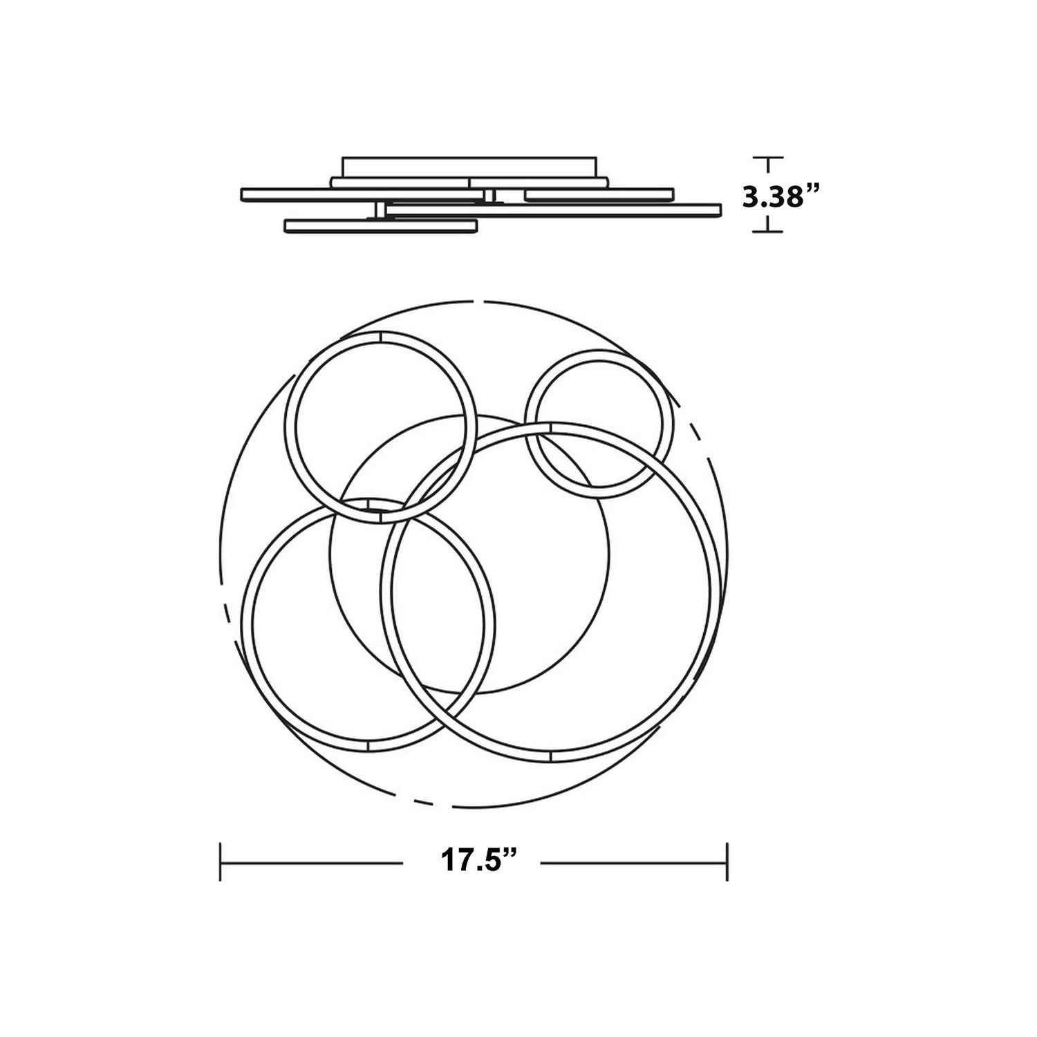 Orbit LED Flush Mount Ceiling Light - line drawing.