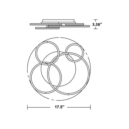Orbit LED Flush Mount Ceiling Light - line drawing.