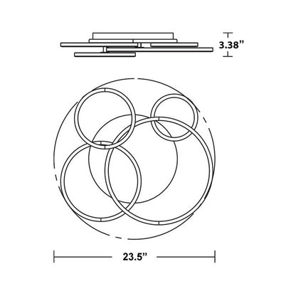 Orbit LED Flush Mount Ceiling Light - line drawing.